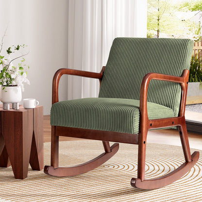 Artiss Rocking Armchair Nursing Chair Corduroy Green - TRENDZ