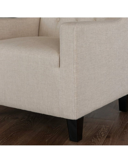 Canberra Tufted Chair & Ottoman Set – Beige Linen with Espresso Legs