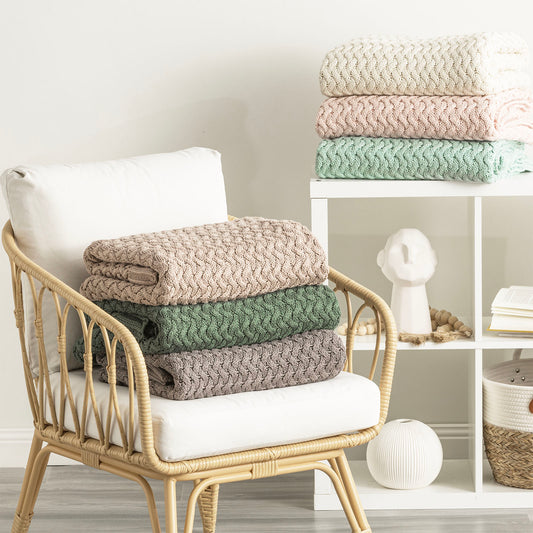 Lenni 100% Cotton Knitted Vapour Throw by Renee Taylor - TRENDZ