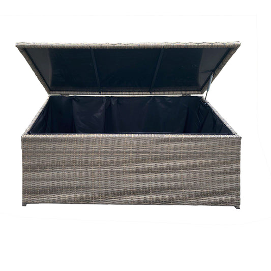 Arcadia Furniture Outdoor Rattan Storage Box Garden Toy Tools Shed UV Resistant - Oatmeal - TRENDZ