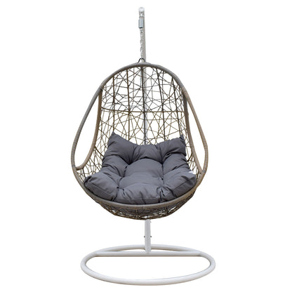 Arcadia Furniture Rocking Egg Chair Swing Lounge Hammock Pod Wicker Curved - Oatmeal and Grey - TRENDZ