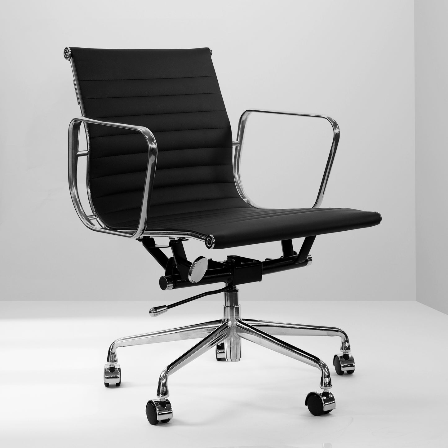 Milano Home Office Computer Chair PU Leather Adjustable Seat Mid Back Black - TRENDZ