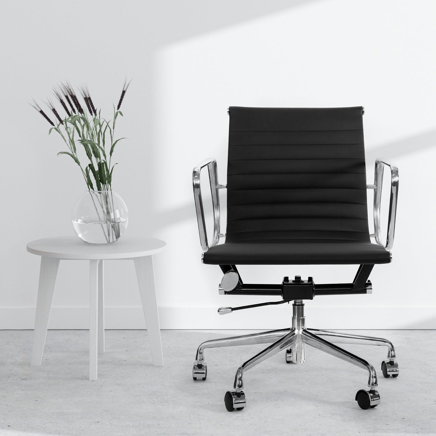 Milano Home Office Computer Chair PU Leather Adjustable Seat Mid Back Black - TRENDZ