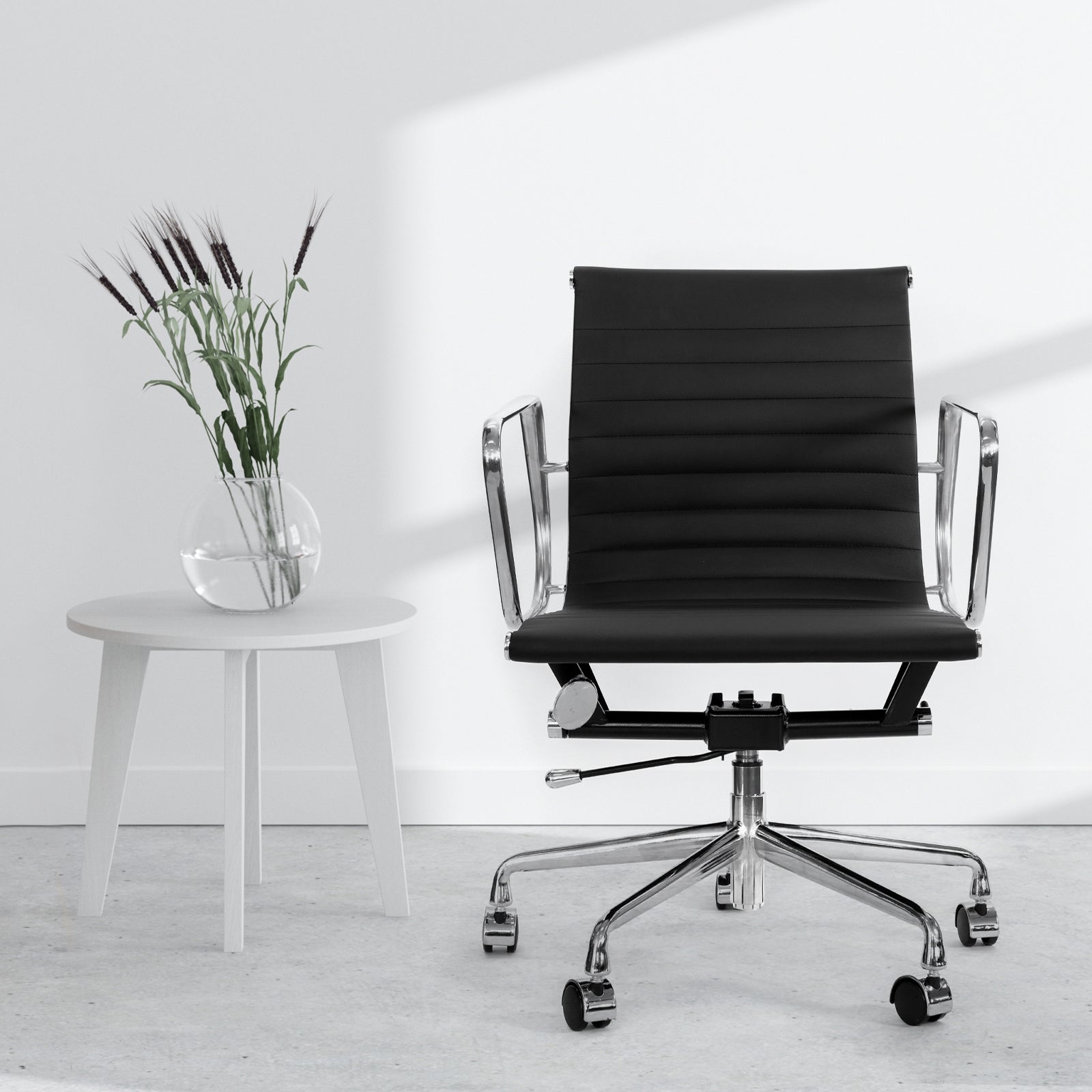 Milano Home Office Computer Chair PU Leather Adjustable Seat Mid Back Black - TRENDZ
