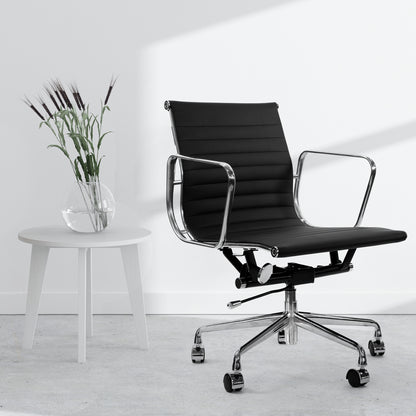 Milano Home Office Computer Chair PU Leather Adjustable Seat Mid Back Black - TRENDZ