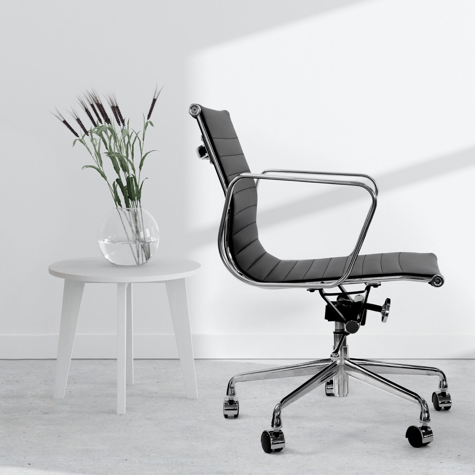 Milano Home Office Computer Chair PU Leather Adjustable Seat Mid Back Black - TRENDZ