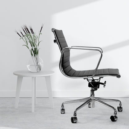 Milano Home Office Computer Chair PU Leather Adjustable Seat Mid Back Black - TRENDZ