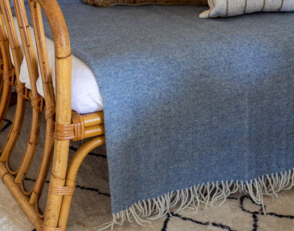 Hampton Throw - Merino Wool Blend - Blue - TRENDZ