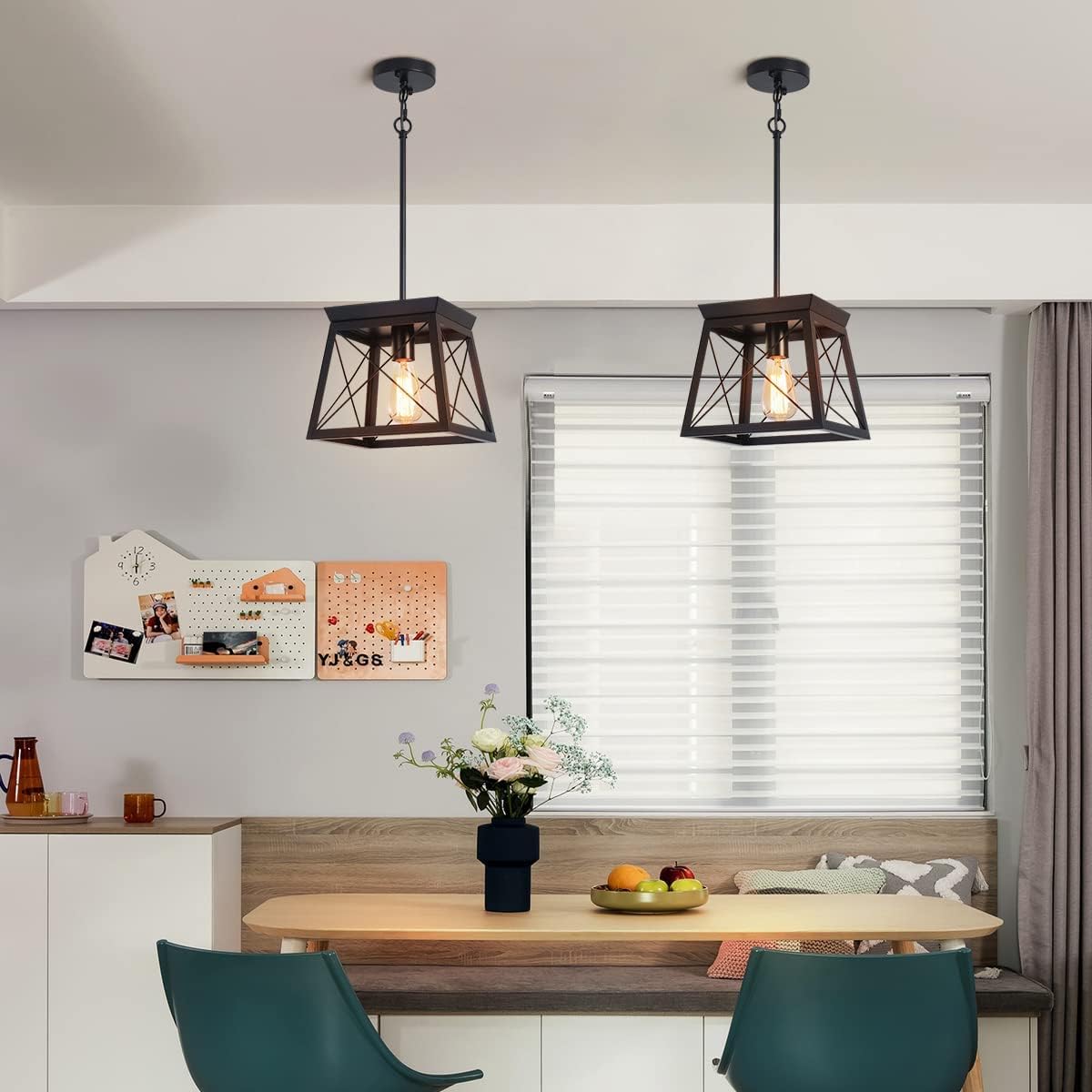Farmhouse Rustic Lantern Pendant Light – Black Chandelier