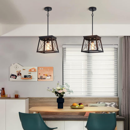 Farmhouse Rustic Lantern Pendant Light – Black Chandelier