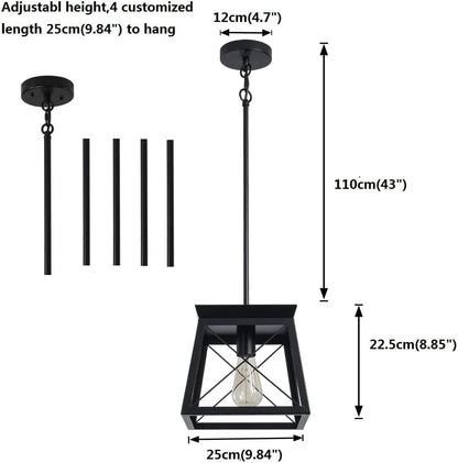Farmhouse Rustic Lantern Pendant Light – Black Chandelier