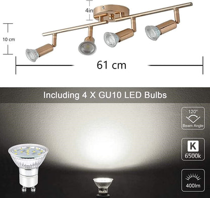 Modern 4-Light Track Lighting Kit LED (Gold) - TRENDZ
