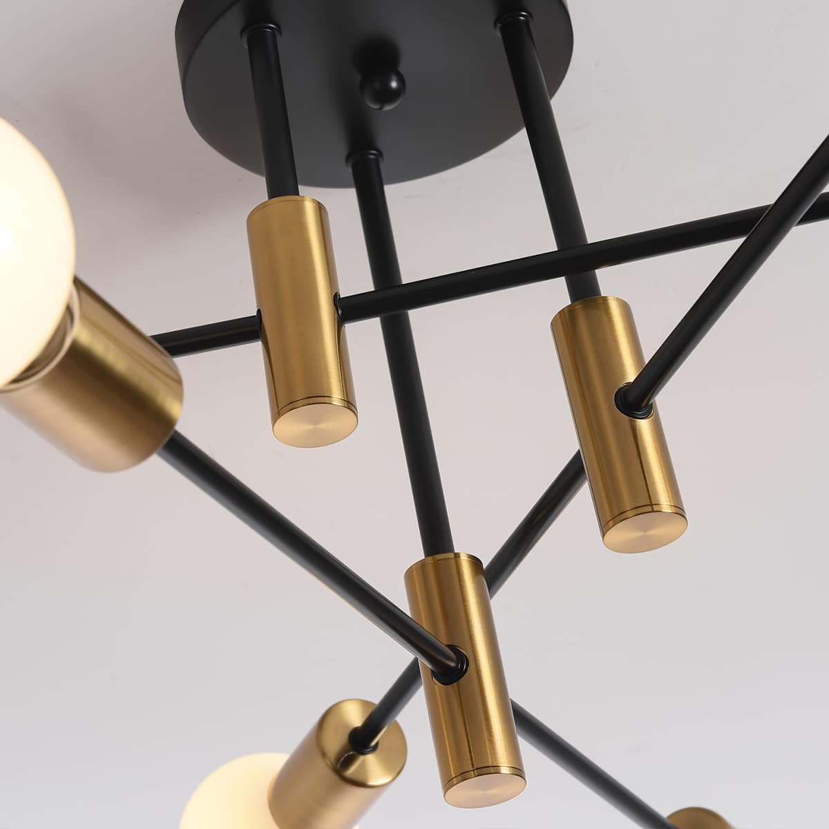 Mid Century Modern 6-Light Sputnik Chandelier – Black & Gold