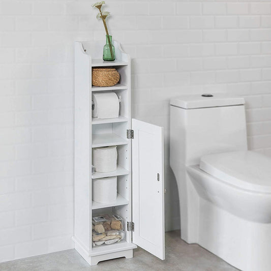 Toilet Paper Holder with Storage, Freestanding Cabinet, Toilet Brush Holder and Toilet Paper Dispenser 20x100x18 cm - TRENDZ