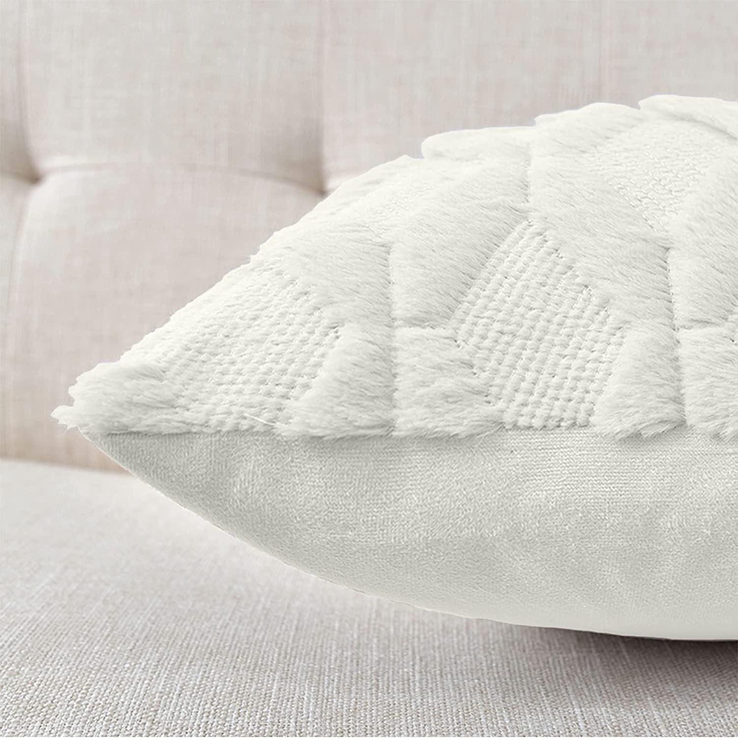 2 Pack Decorative Boho Throw Pillow Covers 45 x 45 cm (White) - TRENDZ