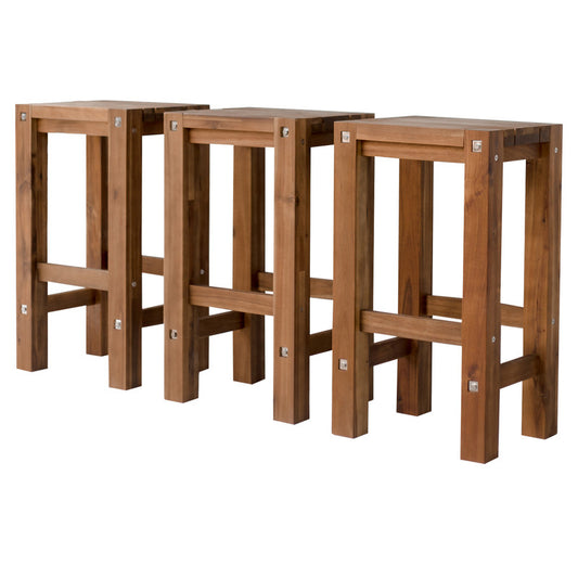Set of 3 natural bar stools - TRENDZ