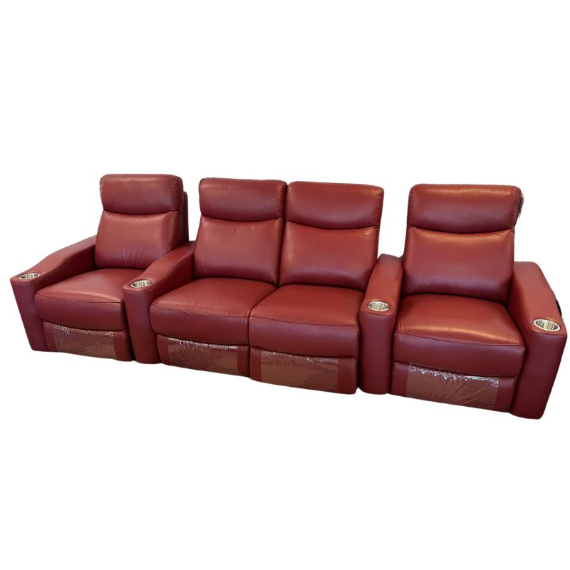 Chicago 4 Seat Home Theatre Lounge with all Electric Recliners & 4 Cup Holders - TRENDZ