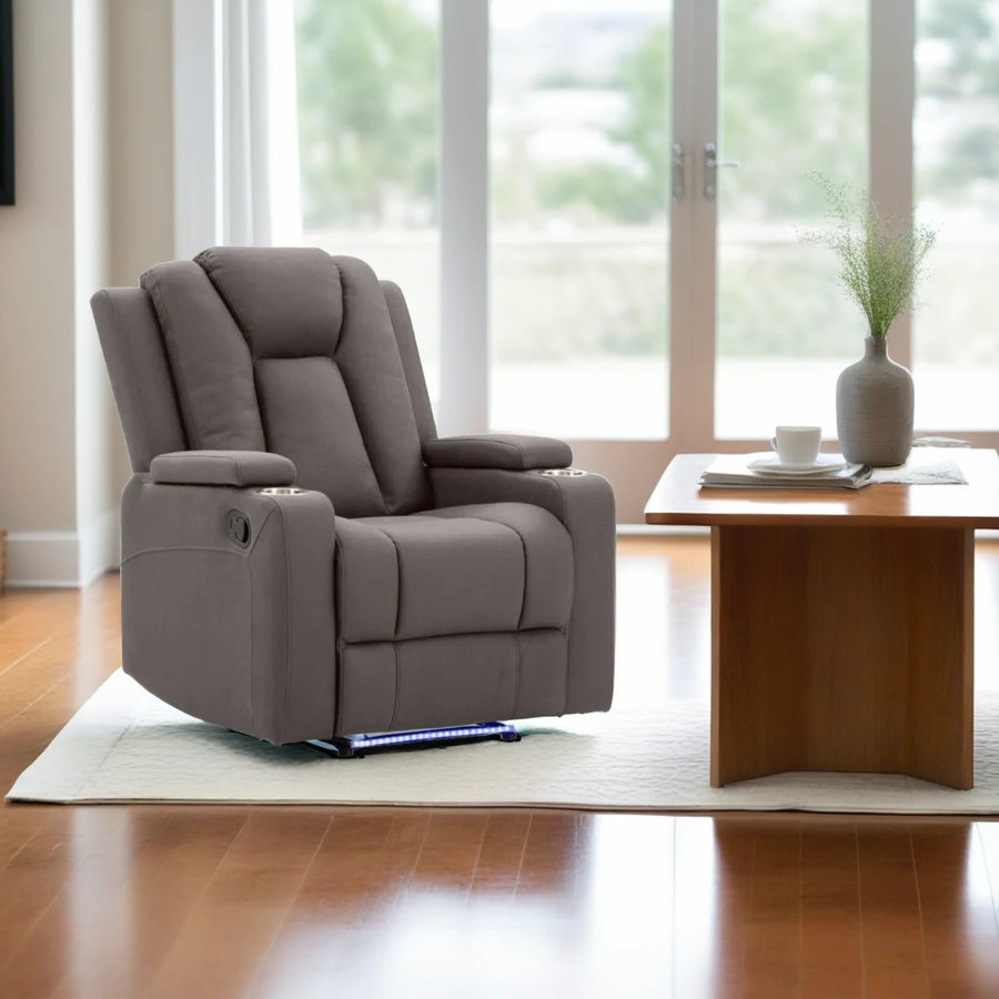 Theatre Electric Recliner Sofa Buckskin Fabric Single Chocolate - TRENDZ