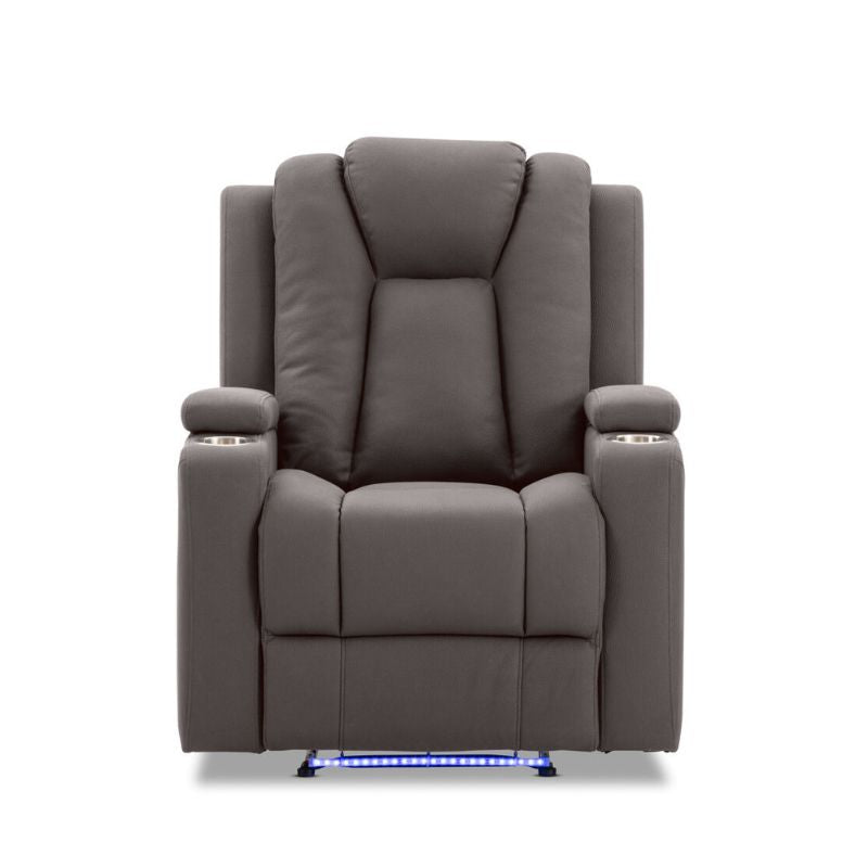 Theatre Electric Recliner Sofa Buckskin Fabric Single Chocolate - TRENDZ