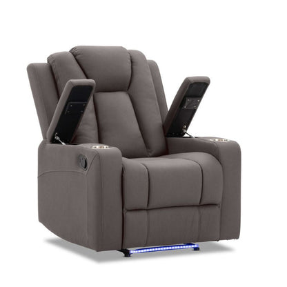 Theatre Electric Recliner Sofa Buckskin Fabric Single Chocolate - TRENDZ
