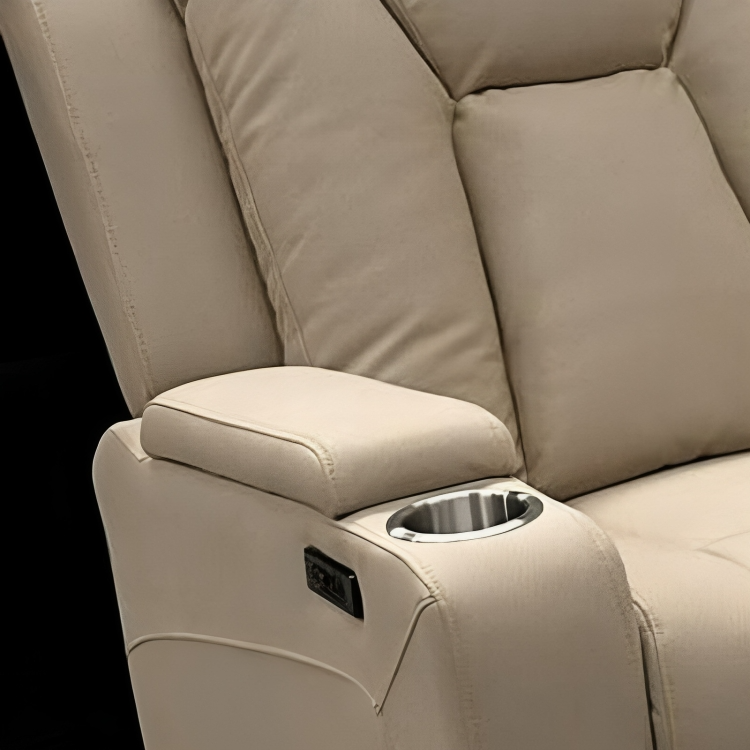 Theatre Electric Recliner Sofa Buckskin Fabric Single Latte - TRENDZ
