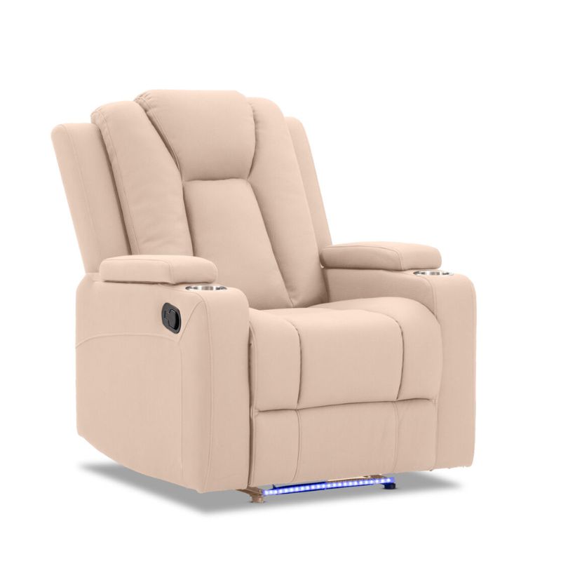 Theatre Electric Recliner Sofa Buckskin Fabric Single Latte - TRENDZ