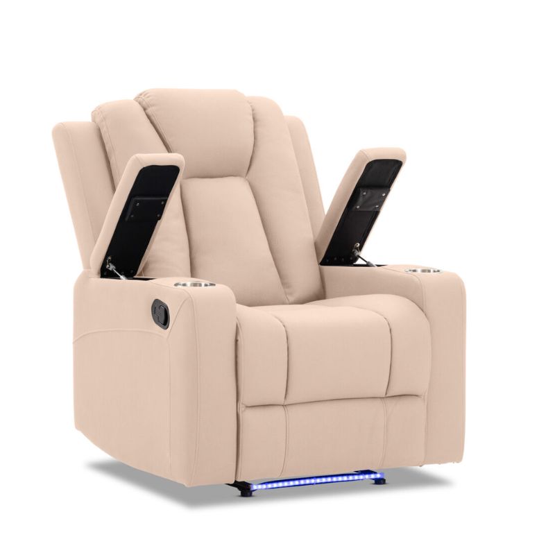 Theatre Electric Recliner Sofa Buckskin Fabric Single Latte - TRENDZ