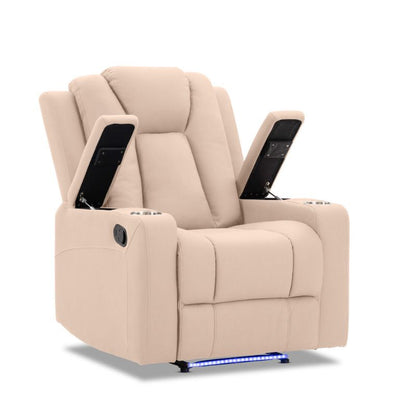 Theatre Electric Recliner Sofa Buckskin Fabric Single Latte - TRENDZ