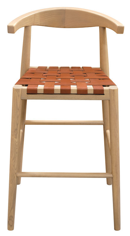 Elliot Genuine Leather Barstool - Set of 2 (Natural) - TRENDZ