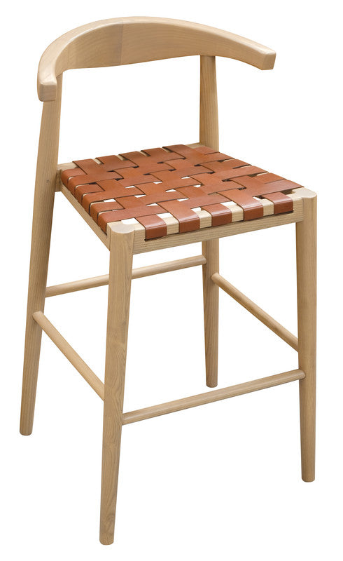 Elliot Genuine Leather Barstool - Set of 2 (Natural) - TRENDZ