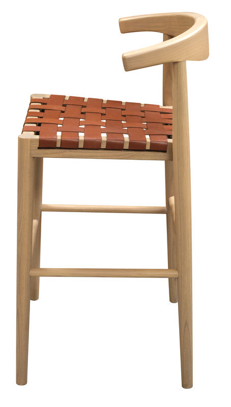 Elliot Genuine Leather Barstool - Set of 2 (Natural) - TRENDZ