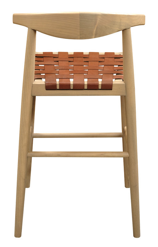 Elliot Genuine Leather Barstool - Set of 2 (Natural) - TRENDZ