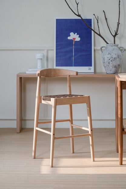 Elliot Leather Kitchen Counter Stool (Natural) - TRENDZ