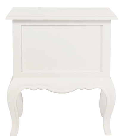 French Provincial 2 Drawer Side Table (White) - TRENDZ