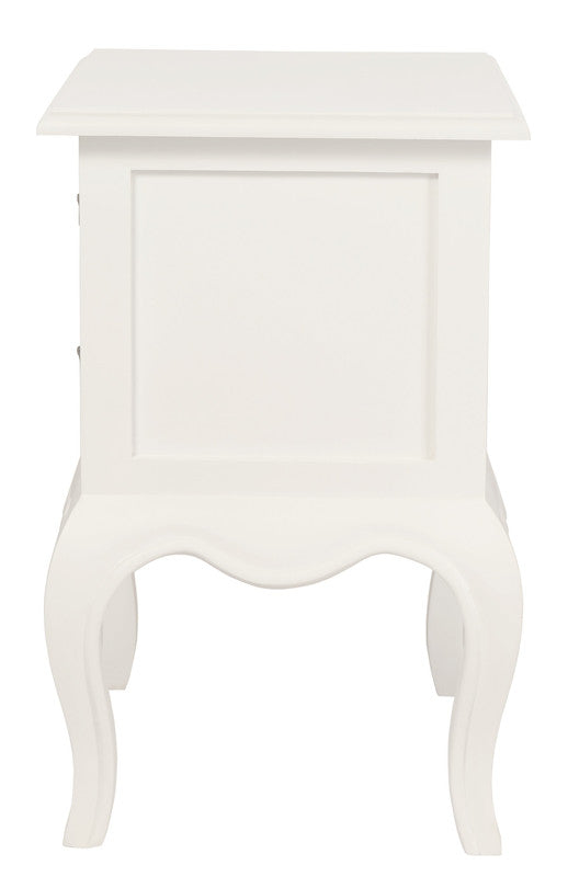 French Provincial 2 Drawer Side Table (White) - TRENDZ