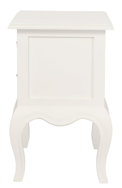 French Provincial 2 Drawer Side Table (White) - TRENDZ