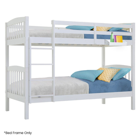 Kingston Slumber Wooden Kids Bunk Bed Frame, with Modular Design that can convert to 2 Single, White - TRENDZ