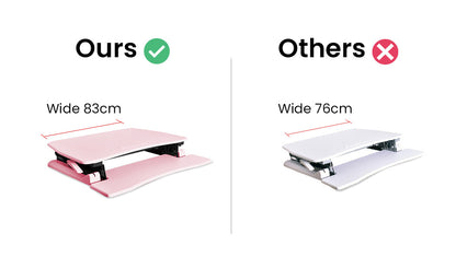 Fortia Desk Riser 77cm Wide Adjustable Sit to Stand for Dual Monitor, Keyboard, Laptop, Pink - TRENDZ