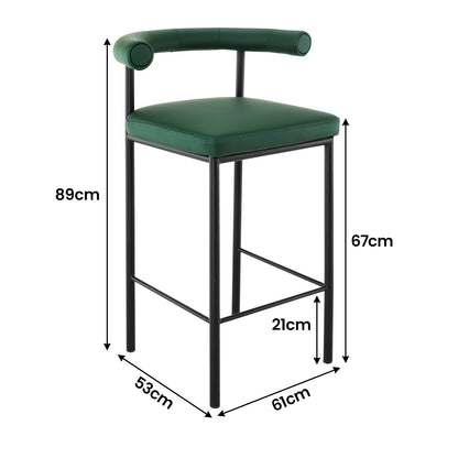 Sarantino Cedric Bar Stool W/ High-density Foam Upholstered In Pu Leather Sturdy Iron Frame Green - TRENDZ