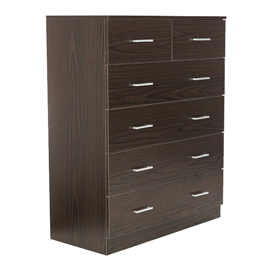 Sarantino Tallboy Dresser 6 Chest Of Drawers Cabinet Storage 85 x 39.5 x 105 in Brown - TRENDZ