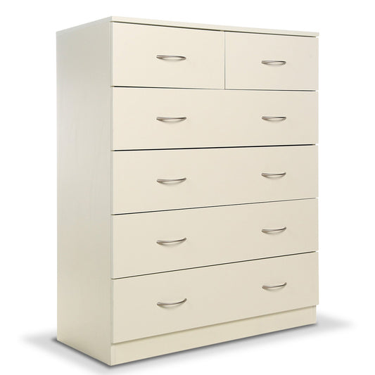 Sarantino Tallboy Dresser 6 Chest Of Drawers Cabinet 85 x 39.5 x 105cm in White - TRENDZ