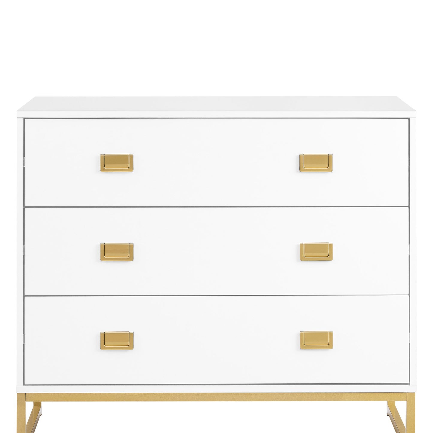 Sarantino Amara Chest of Drawers Tallboy Dresser in White/Gold - TRENDZ