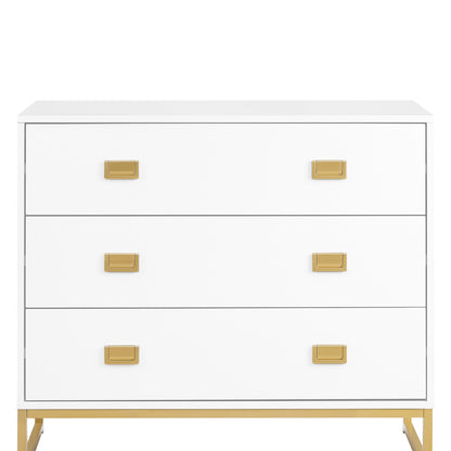 Sarantino Amara Chest of Drawers Tallboy Dresser in White/Gold - TRENDZ