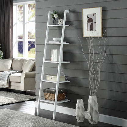 Sarantino Amelia 5-Tier Ladder Shelf in White - TRENDZ