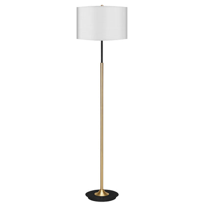 Sarantino Metal Floor Lamp – Brushed Brass Finish with White Shade