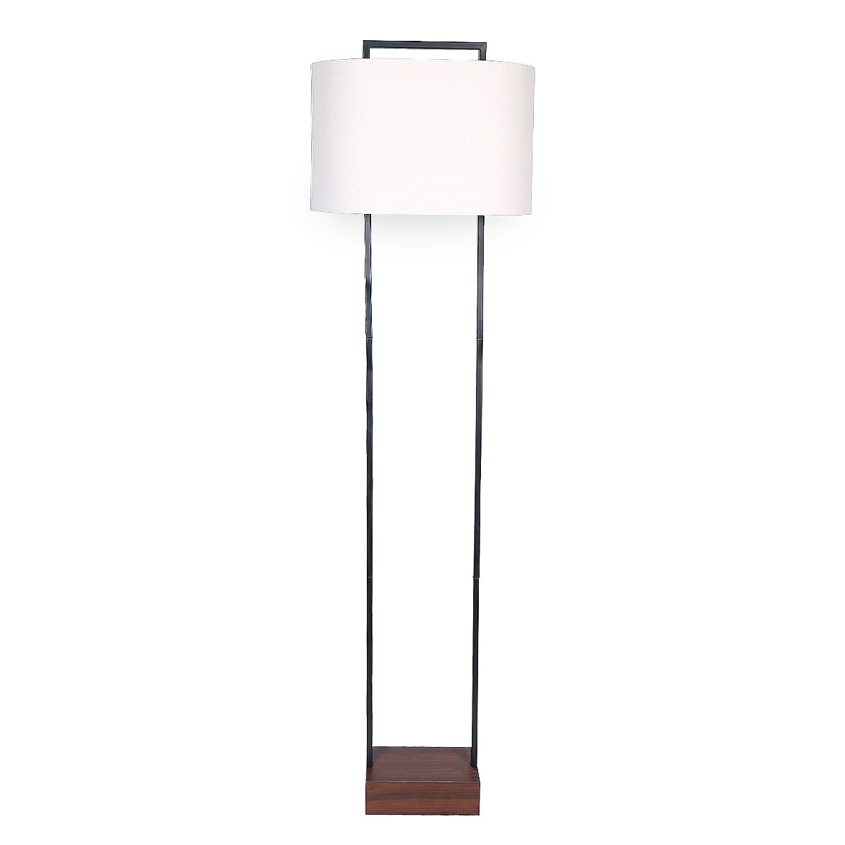 Sarantino Wood Floor Lamp – Cherry Finish with White Oval Shade