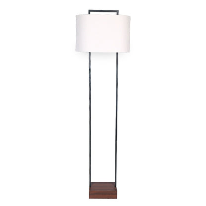 Sarantino Wood Floor Lamp – Cherry Finish with White Oval Shade