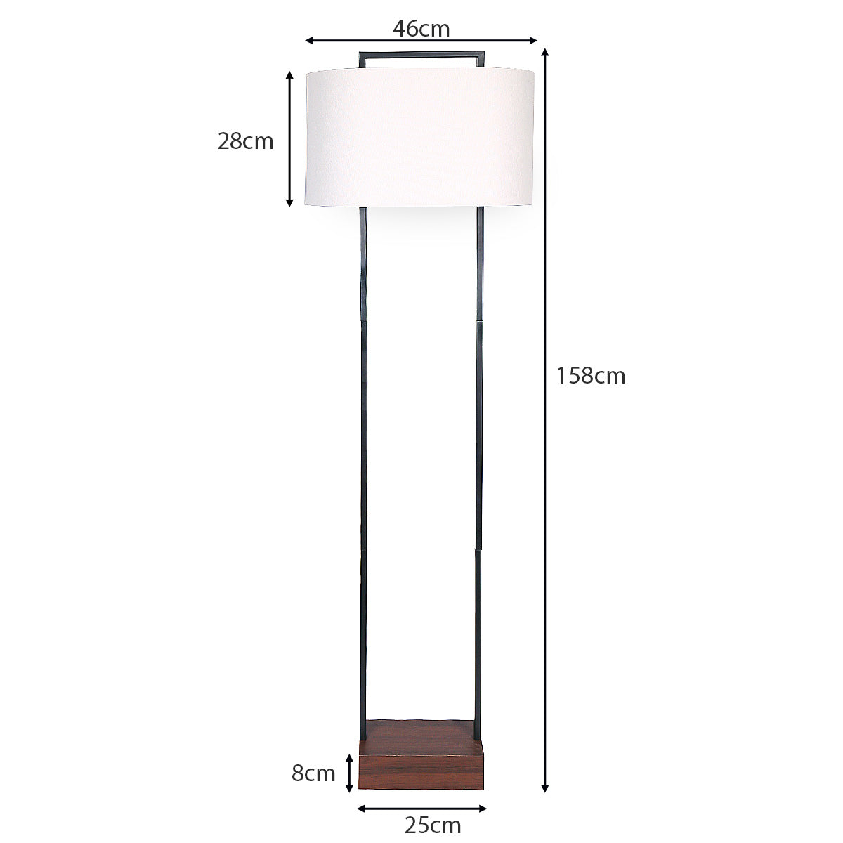 Sarantino Wood Floor Lamp – Cherry Finish with White Oval Shade