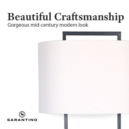 Sarantino Wood Floor Lamp – Cherry Finish with White Oval Shade