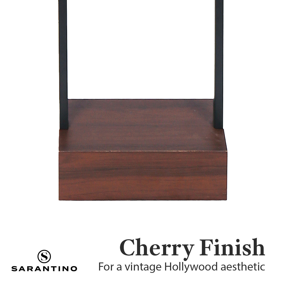 Sarantino Wood Floor Lamp – Cherry Finish with White Oval Shade